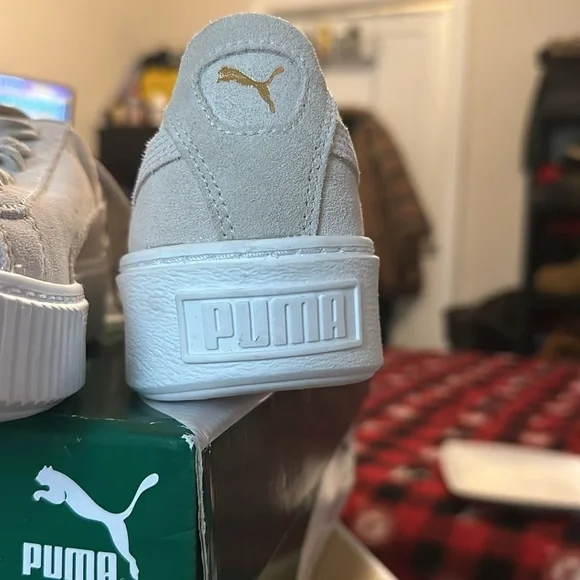Puma Suede Platform Cream Gold Toe - Picture 9 of 12